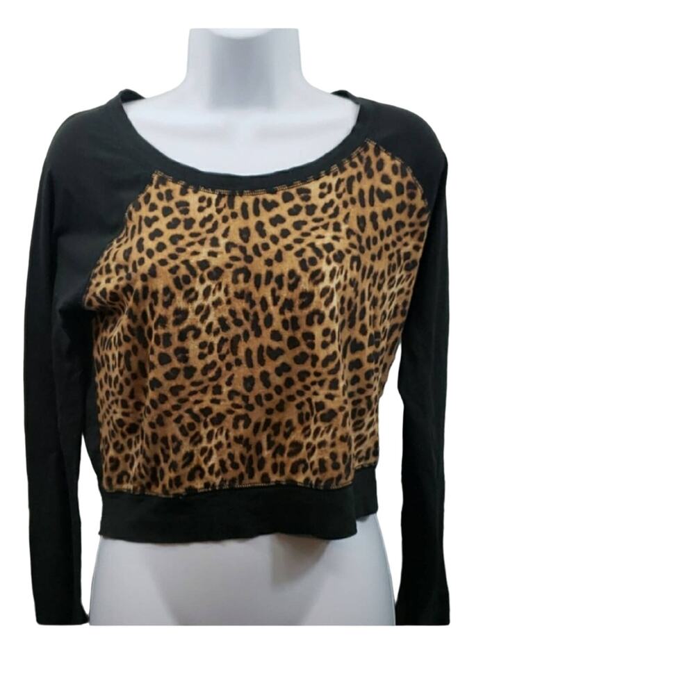 Pink Victoria's Secret Cheetah Crop LS Top Small